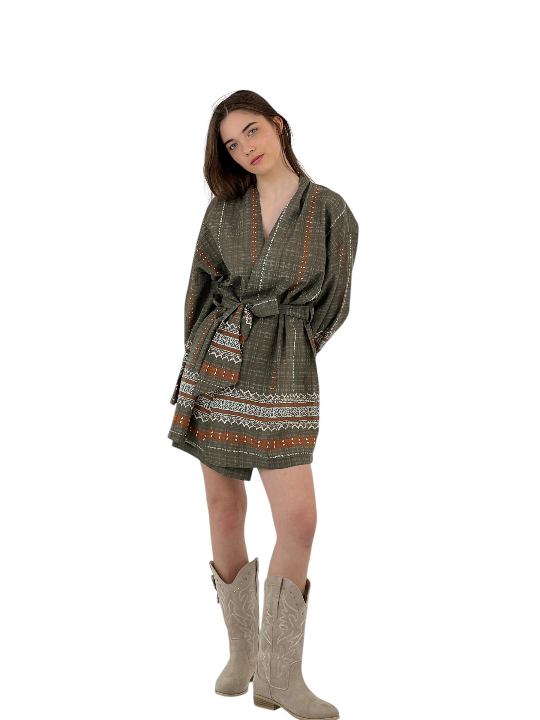 Kadın Mini Desenli Bol Yazlık Kimona&Kaftan Kadın Mini Desenli Bol Yazlık Kimona&Kaftan