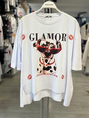 15677-7 T-SHIRT GÖZLÜKLÜ KÖPEK BASKILI