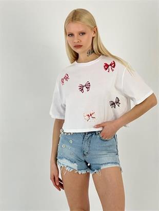 15756-16 T-SHIRT ÇOKLU KURDELE BASKI