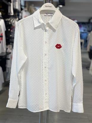 27400-1 PLUS SIZE GÖMLEK BÜYÜK TEK DUDAK NAKIŞ