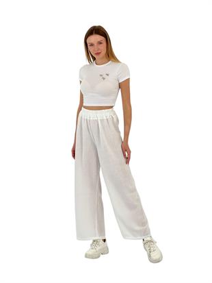 45364DA DÜZ KETEN BOL PANT.