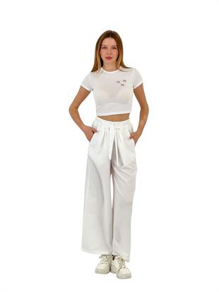 45365DA GENİŞ PAÇA KUŞAKLI PANTOLON