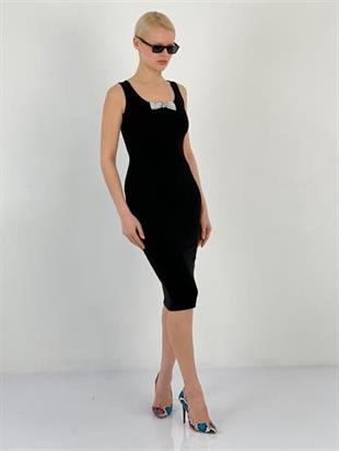 62493-2 Fiyonk Aksesuarlı Elbise