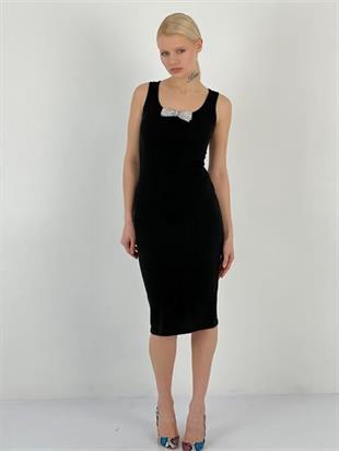 62493-2 Fiyonk Aksesuarlı Elbise