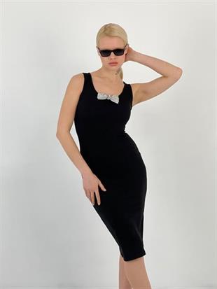 62493-2 Fiyonk Aksesuarlı Elbise