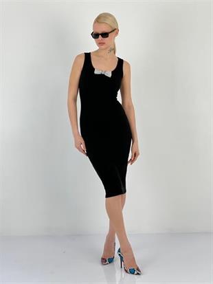 62493-2 Fiyonk Aksesuarlı Elbise