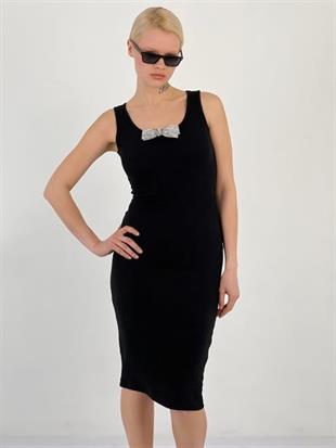 62493-2 Fiyonk Aksesuarlı Elbise