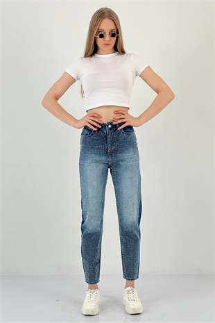 72738-1 MOM DENİM K.MAVİ/D.BLUE FULL TAŞ YAPIŞTIRMA