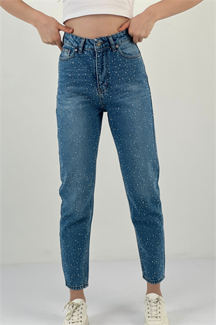 72738-11 MOM DENİM ORTA MAVİ ÜÇ BOYUT TAŞ YAP.