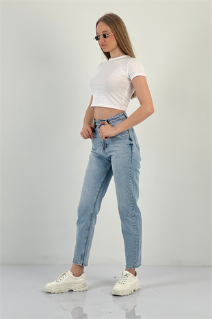 72738-46 MOM DENİM MAVİ/BLUE ÜÇ BOYUT TAŞ YAP.