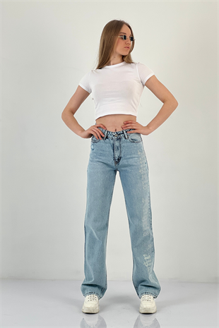72792-17 WIDE LEG DENİM ANGELS TAŞ YAP.