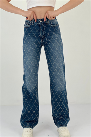 72792B2 K.MAVİ D.BLUE BAKLAVA DESEN