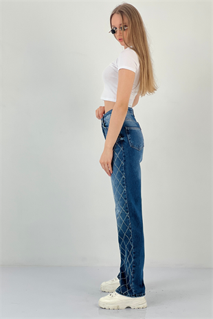 72792B2 K.MAVİ D.BLUE BAKLAVA DESEN