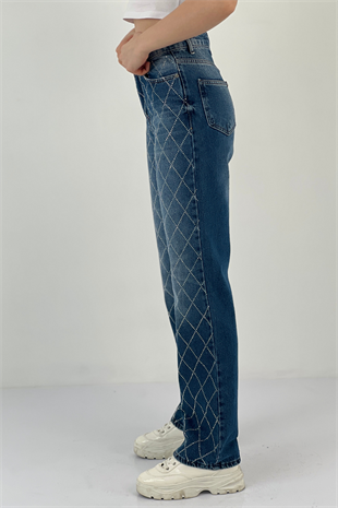 72792B2 K.MAVİ D.BLUE BAKLAVA DESEN