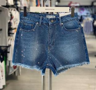 75455-5 DENİM ŞORT ORTA MAVİ/M.BLUE FULL TAŞ