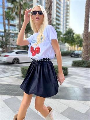 Balon Kesim Siyah Mini Etek