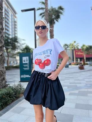 Balon Kesim Siyah Mini Etek