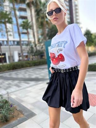 Balon Kesim Siyah Mini Etek