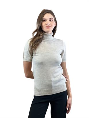 Kadın Boğazlı Balıkçı Yaka Kısa Kollu Oranj Triko Kazak