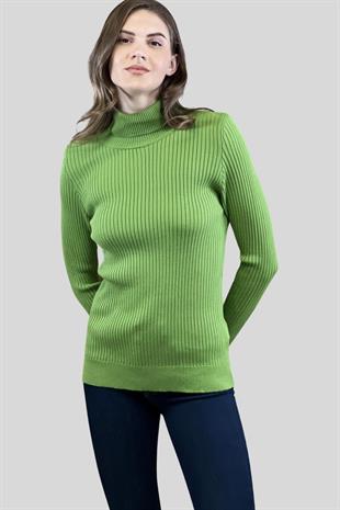 Balıkçı Yaka Fitilli Kadın Triko Kazak