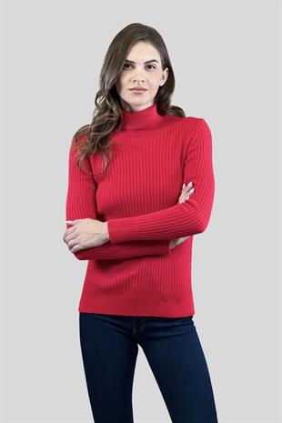 Balıkçı Yaka Fitilli Kadın Triko Kazak