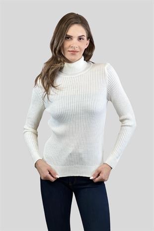 Balıkçı Yaka Fitilli Kadın Triko Kazak
