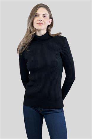 Balıkçı Yaka Fitilli Kadın Triko Kazak