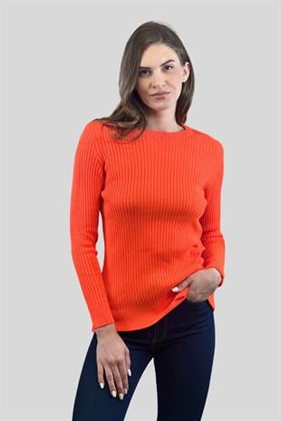 Bisiklet Yaka Fitilli Kadın Basic Triko Kazak