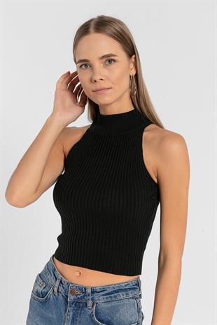 Kadın 2li Kolsuz Fitilli Triko Kazak