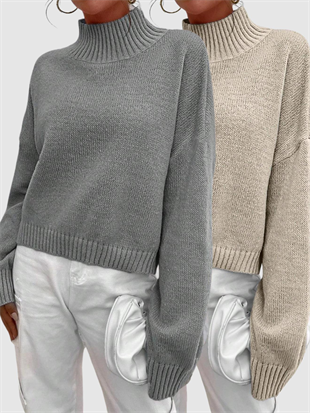 Kadın 2li Oversize Yarım Balıkçı Kazak