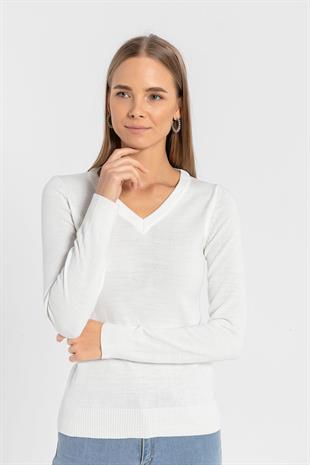 Kadın 2li V Yaka Triko Kazak