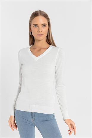 Kadın 2li V Yaka Triko Kazak
