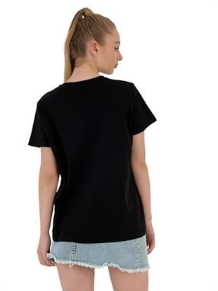 Kadın Angel Baskılı Kısa Kollu Yazlık Beyaz Tişört