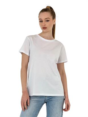Kadın Basic Yazlık Kısa Kollu Spor Beyaz Tişört