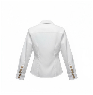 Kadın Beyaz Slim Fit Kol Düğme Detaylı Gömlek