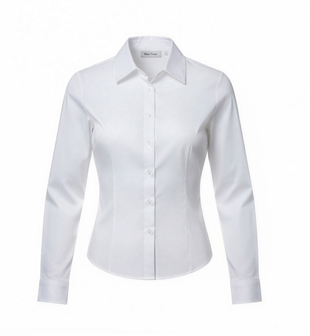 Kadın Beyaz Slim Fit Kol Düğme Detaylı Gömlek