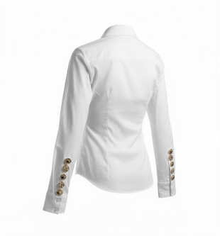 Kadın Beyaz Slim Fit Kol Düğme Detaylı Gömlek