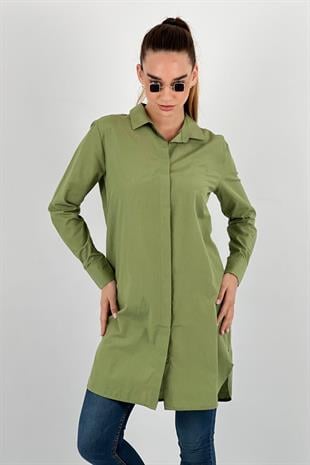 Kadın Beyaz Uzun Gömlek 