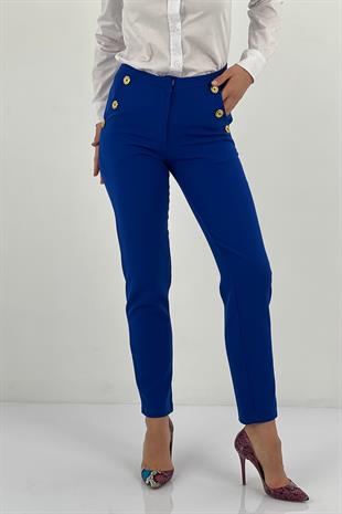 Kadın Cep Düğme Detaylı Pantolon