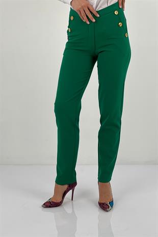 Kadın Cep Düğme Detaylı Pantolon