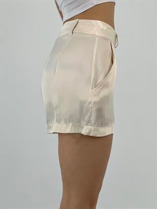 Kadın Ekru Saten Şort