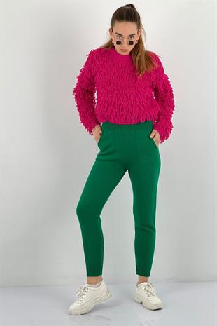 Kadın Lastik Paça Triko Pantolon