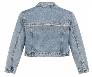 Kadın Mavi Crop Jean Ceket
