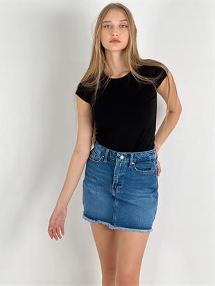 Kadın Mini Jean Etek - Mavi