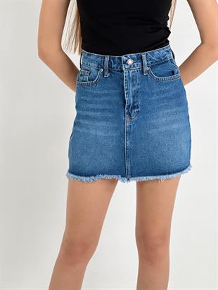 Kadın Mini Jean Etek - Mavi