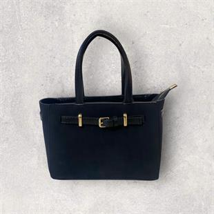 Kadın Önde Tokalı Elde Tutmalı Siyah Çanta