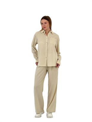 Kadın Oversize Gömlek Palazzo Pantolon Alt Üst İkili Takım