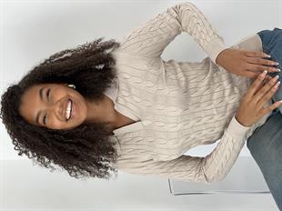 Kadın Polo Yaka Örgü Bej Triko Kazak