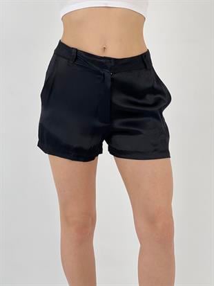 Kadın Siyah Saten Şort