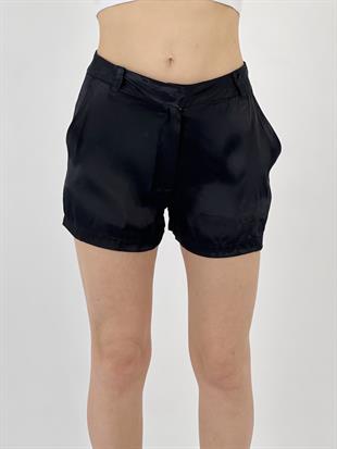 Kadın Siyah Saten Şort